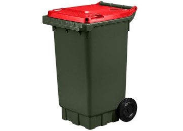 WHEELIE BIN 140LTR - GREEN WITH RED LID