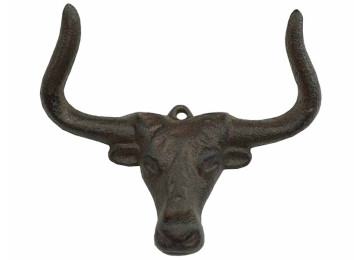 CAST IRON WALL HOOK - BULLS HEAD