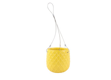 17.5X16CM FLEUR HANGING POT - MUSTARD