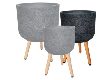 23CM MONSTERA POT & STAND - BLACK