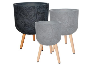 28CM MONSTERA POT & STAND - BLACK