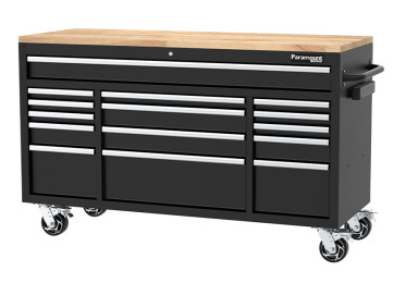 61" MOBILE WORKSTATION - 15 DRAWERS - BLACK