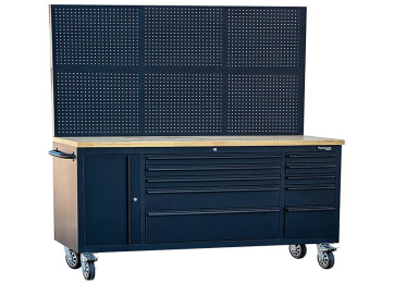 72" MOBILE WORKSTATION WITH PEGBOARD - BLACK