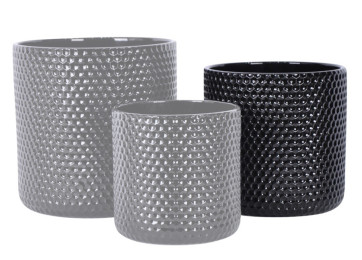 16x16CM LINCOLN CYLINDER POT - BLACK